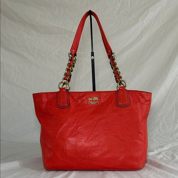 Coach Madison Chain East West Tote 20466 Persimmon Leather - Picture 1 of 13